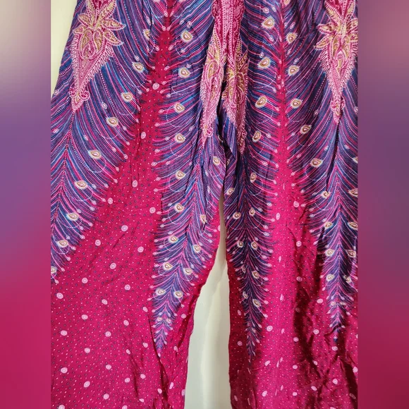 Bohemian Red and Purple Wide Leg Pants - Picture 5 of 7